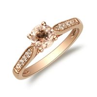 Round Morganite & Diamond Ring 10K Rose Gold (1/10 ct. tw.)