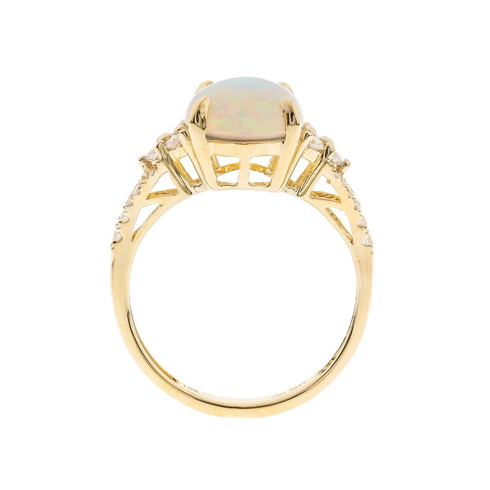 Ethopian Opal & 1/4 ct. tw. Diamond Ring 10K Yellow Gold