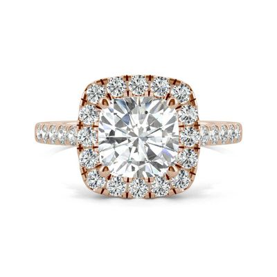 Moissanite Cushion-Cut Halo Ring 14K Rose Gold ( /8 ct. tw