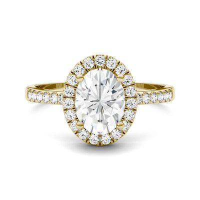 Oval Moissanite Halo Ring 14K Gold ( / ct. tw