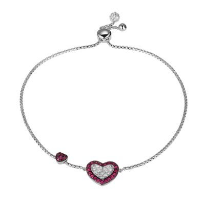 Lab-Created Ruby & Sapphire Bolo Bracelet in Strerling Silver