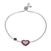 Lab-Created Ruby & Sapphire Bolo Bracelet in Strerling Silver