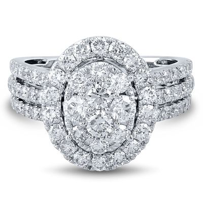 Lab Grown Diamond Oval Cluster Ring in 14K White Gold (2 ct. tw.)