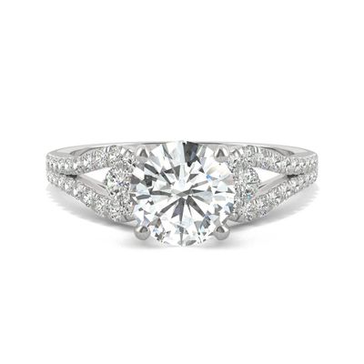 Round Moissanite Ring with Split-Shank Band 14k white gold (2 1/5 ct. tw.)