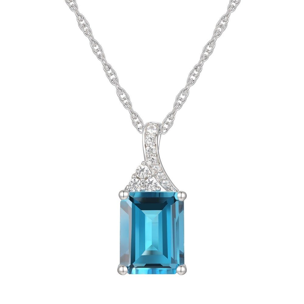 Emerald-Cut Blue Topaz Earrings, Pendant and Ring Set