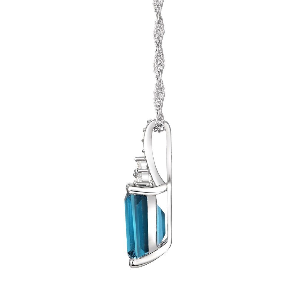 Emerald-Cut Blue Topaz Earrings, Pendant and Ring Set