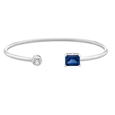 Lab-Created Blue & White Sapphire Bangle Bracelet in Sterling Silver