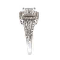 Asscher-Cut Ring with Lab-Created White Sapphires Sterling Silver