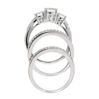 Lab-Created White Sapphire Stackable Ring Set with Three Pieces Sterling Silver