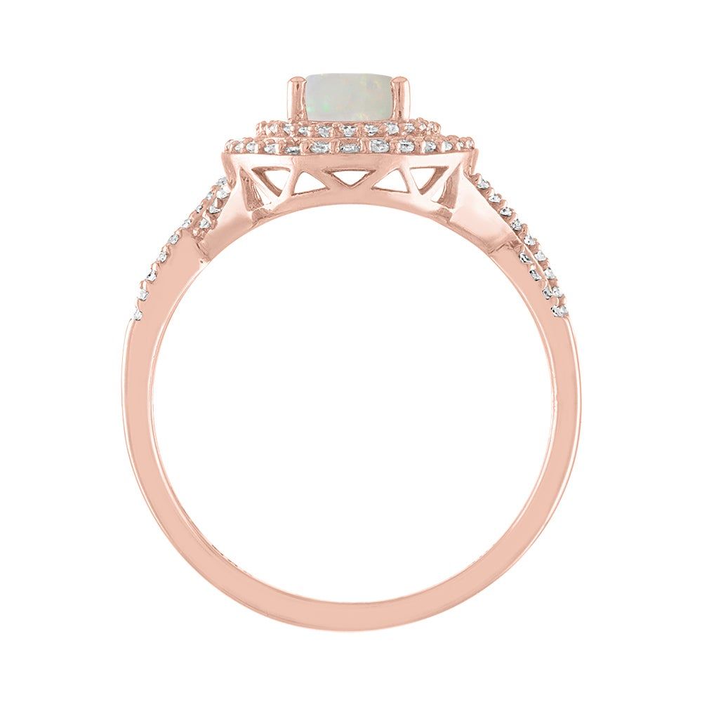 Opal & 1/3 ct. tw. Diamond Ring 10K Rose Gold