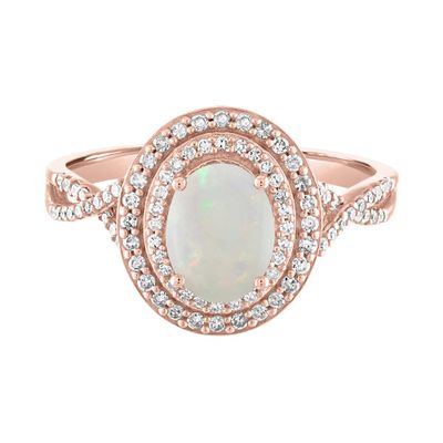 Opal & 1/3 ct. tw. Diamond Ring 10K Rose Gold