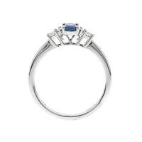 Oval Blue Sapphire Ring with Diamond Side Stones 10K White Gold (1/7 ct. tw.)