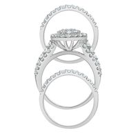 Three-Piece Diamond Cluster Bridal Set 14K White Gold (2 ct. tw.)