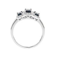Blue Sapphire & Diamond Ring with Three-Stone Setting 10K White Gold (1/5 ct. tw.)