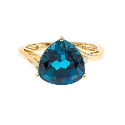 Trillion London Blue Topaz Ring 10K Yellow Gold