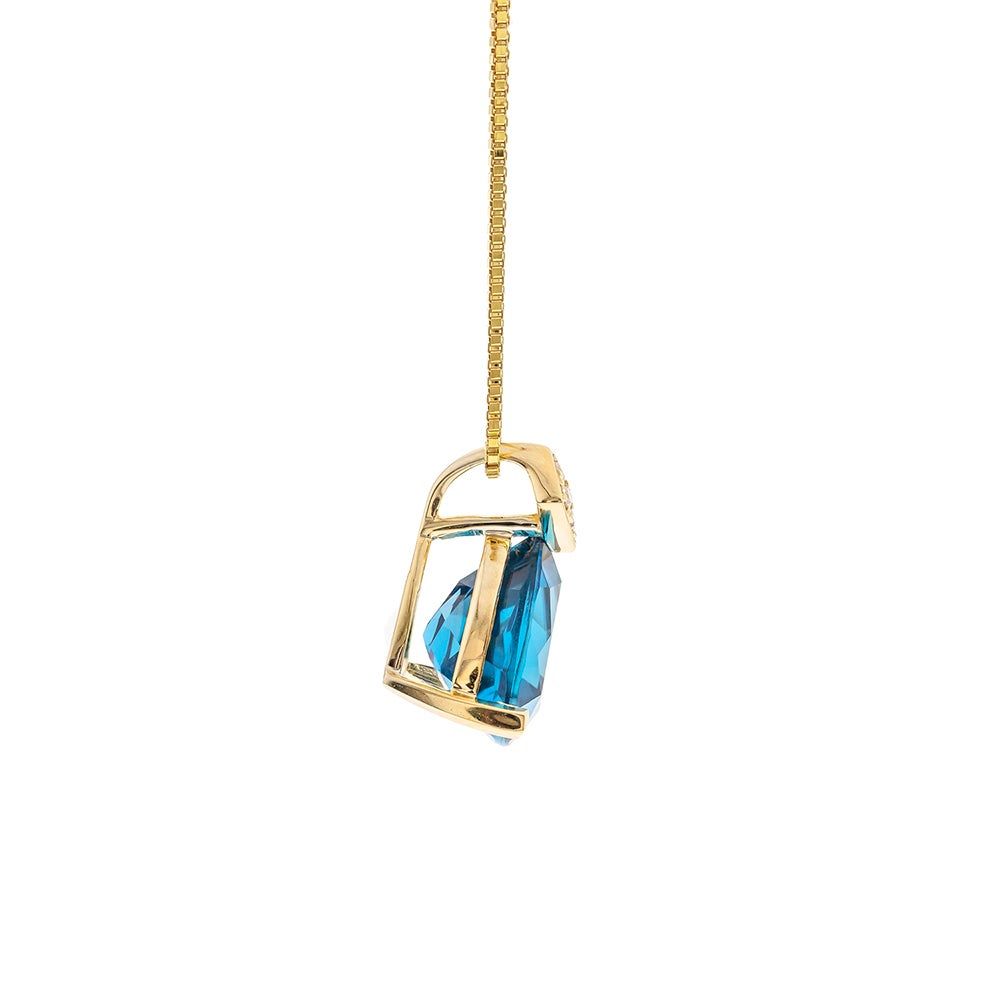 Triangle Pendant with London Blue Topaz in 10K Yellow Gold