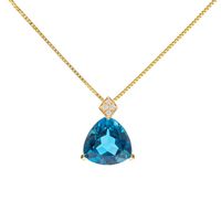 Triangle Pendant with London Blue Topaz in 10K Yellow Gold