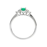 Oval Emerald Ring with Baguette Side Stones 10K Gold (1/ ct. tw