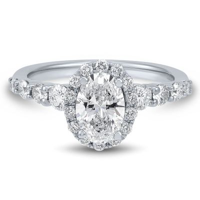 Lab Grown Diamond Oval Engagement Ring 14K White Gold (1 3/4 ct. tw.)