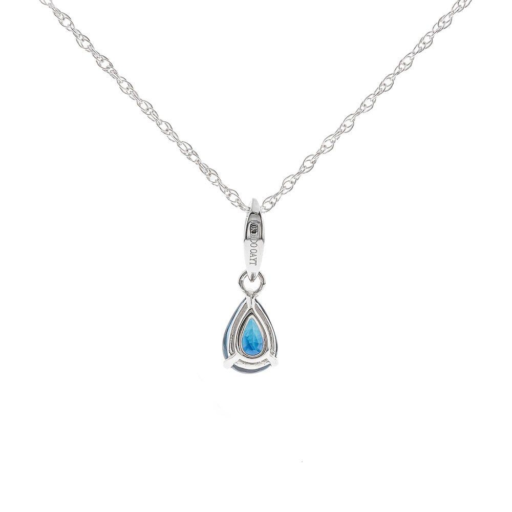 Blue Sapphire Pendant with Diamond Accents in 10K White Gold