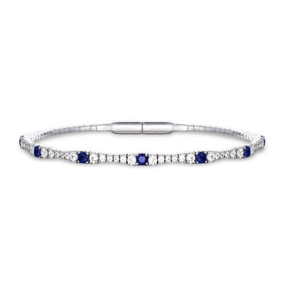 Lab-Created Blue & White Sapphire Magnetic Bracelet in Sterling Silver