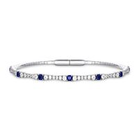 Lab-Created Blue & White Sapphire Magnetic Bracelet in Sterling Silver