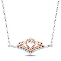 Diamond Majestic Princess Necklace in Sterling Silver & 10K Rose Gold (1/10 ct. tw.)