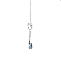 Blue Sapphire Drop Pendant with Diamond Accents in 10K White Gold