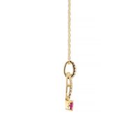 Teardrop Diamond Pendant with Oval Ruby in 10K Yellow Gold (1/8 ct. tw.)