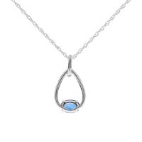 Teardrop Diamond Pendant with Oval Blue Sapphire in 10K White Gold (1/8 ct. tw)
