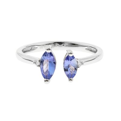 Open Ring with Marquise Tanzanite Sterling Silver