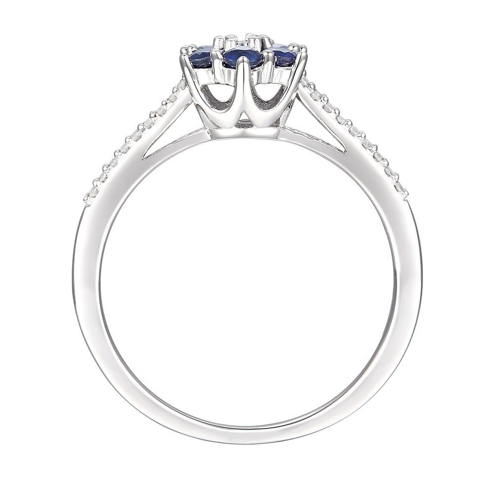 Sapphire & 1/10 ct. tw. Diamond Earrings, Ring, and Pendant 10K White Gold