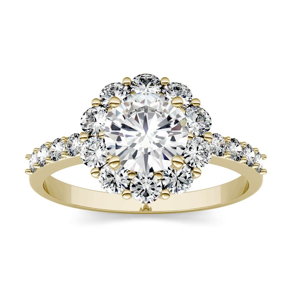 1 3/4 ct. tw. Moissanite Halo Ring 14K Yellow Gold