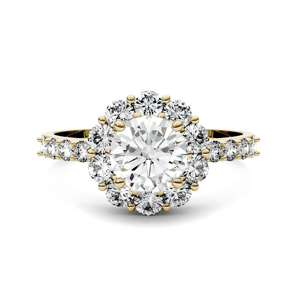 1 3/4 ct. tw. Moissanite Halo Ring 14K Yellow Gold