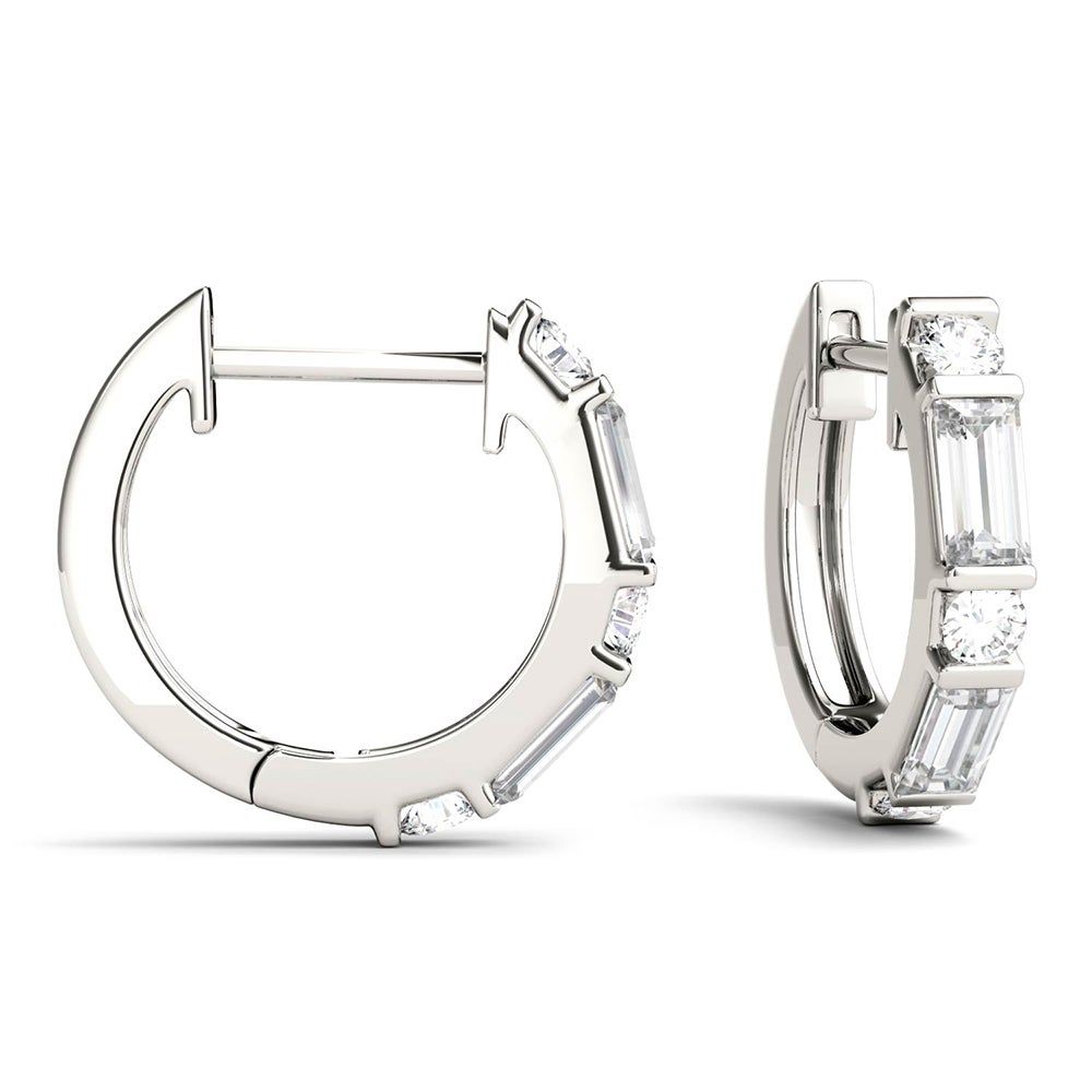 5/8 ct. tw. Moissanite Huggie Hoop Earrings in 14K White Gold