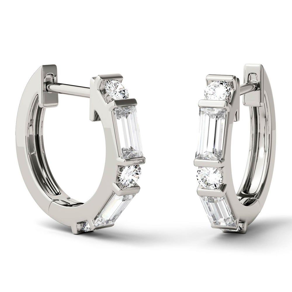 5/8 ct. tw. Moissanite Huggie Hoop Earrings in 14K White Gold