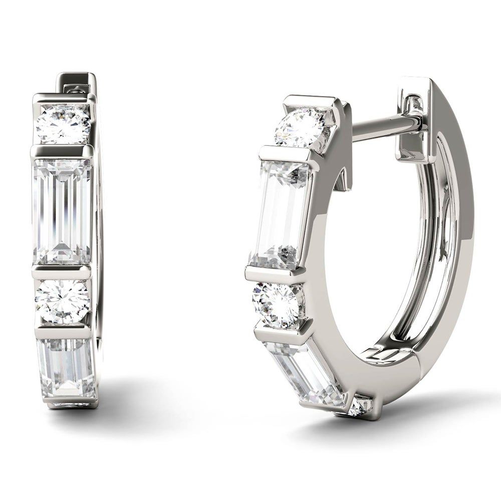 5/8 ct. tw. Moissanite Huggie Hoop Earrings in 14K White Gold