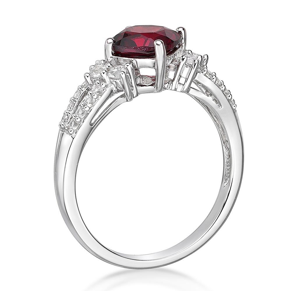 Lab-Created Ruby Ring with White Sapphires Sterling Silver