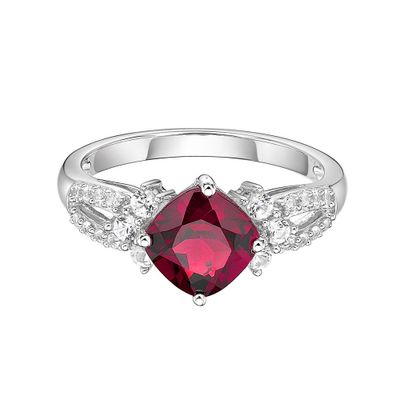 Lab-Created Ruby Ring with White Sapphires Sterling Silver
