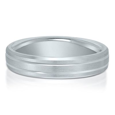 Men's Low Domed Frost Finish Band Platinum, 4MM