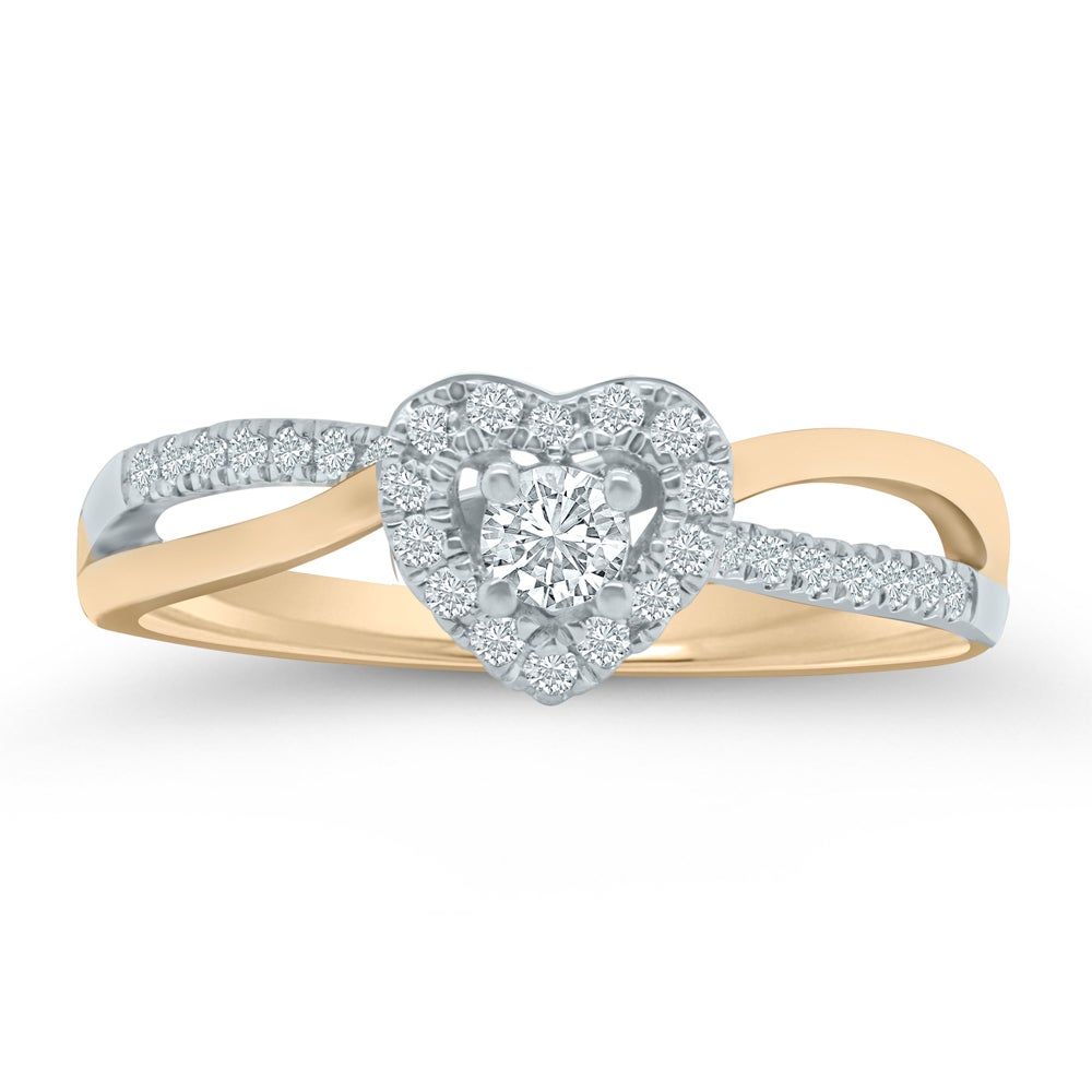 1/4 ct. tw. Diamond Halo Engagement Ring 14K Yellow & White Gold