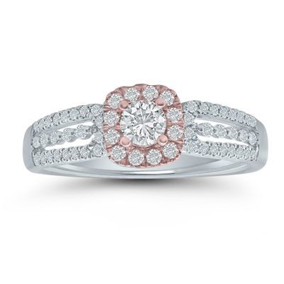 ct. tw. Diamond Engagement Ring 14K Rose & White Gold