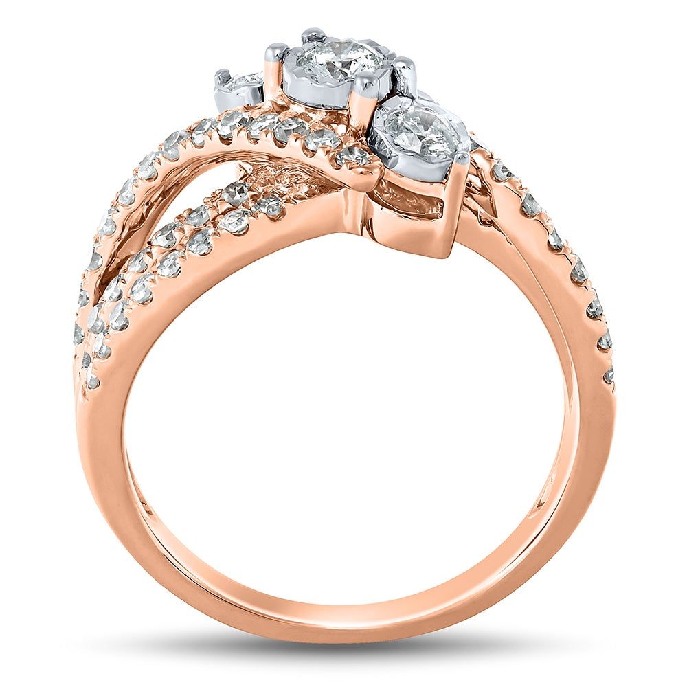 1 ct. tw. Diamond Three-Stone Ring in 14K Rose Gold