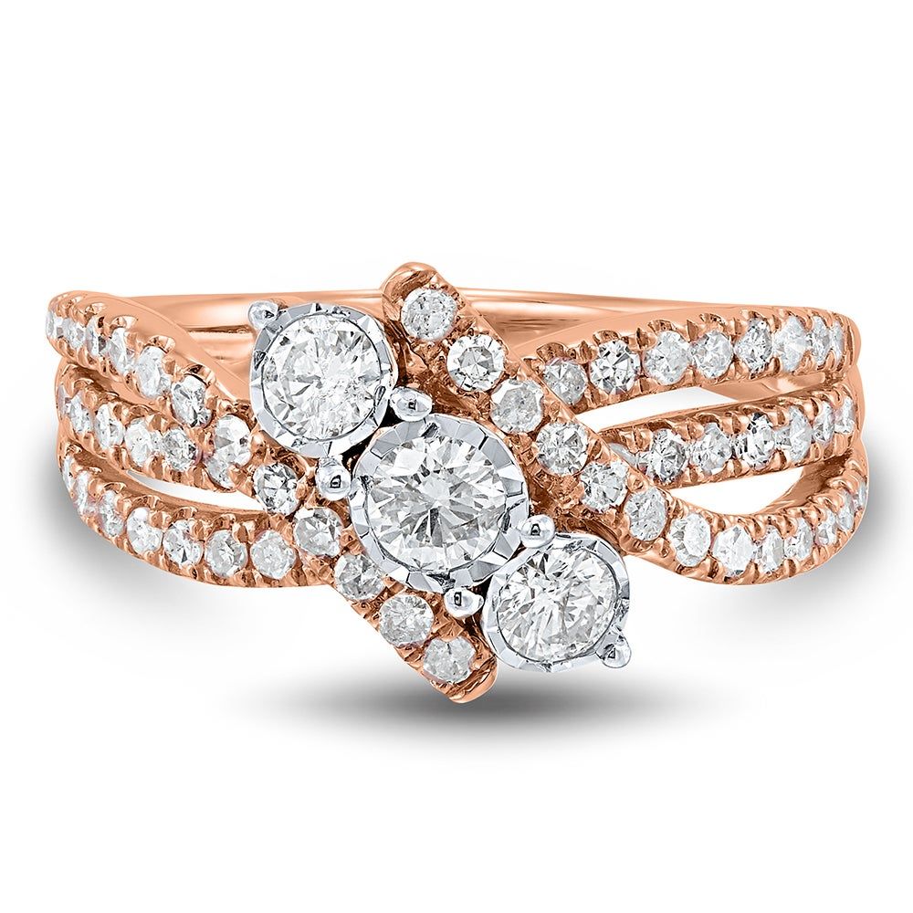 1 ct. tw. Diamond Three-Stone Ring in 14K Rose Gold