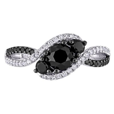 1 / ct. tw. Black & White Diamond Ring 10K Gold