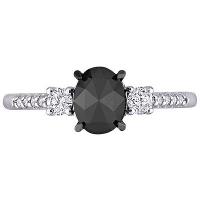 1 1/4 Black & White Diamond Ring 14K Gold