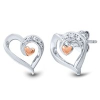 Diamond Heart Earrings in Sterling Silver