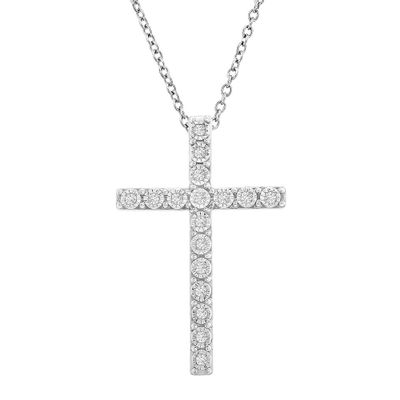 1/10 ct. tw. Diamond Cross Pendant in Sterling Silver
