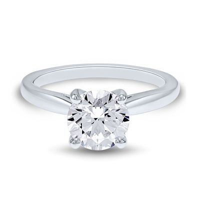 lab grown diamond round solitaire engagement ring with taper 14k white gold ( ct