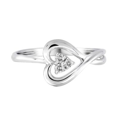 Diamond Heart Ring 10K White Gold